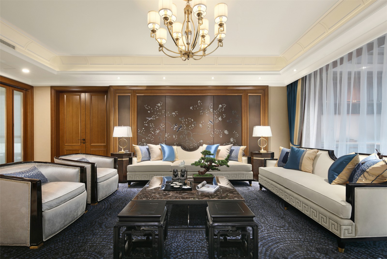 新中式风格家装设计平层室内装修效果图-客厅 新中式风格家装设计平层室内装修效果图-客厅