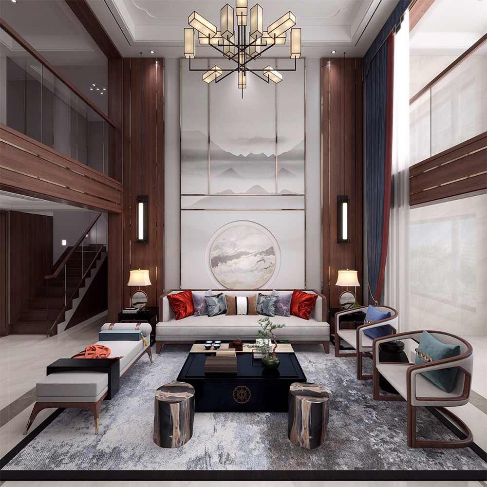 新中式别墅大宅装修设计-客厅 新中式别墅大宅装修设计-客厅