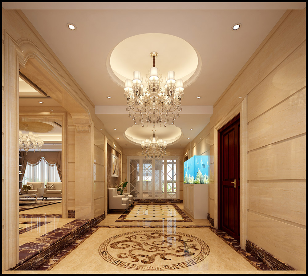 轻奢风格室内装修效果图-海畔花园四居210平米-走廊 轻奢风格室内装修效果图-海畔花园四居210平米-走廊