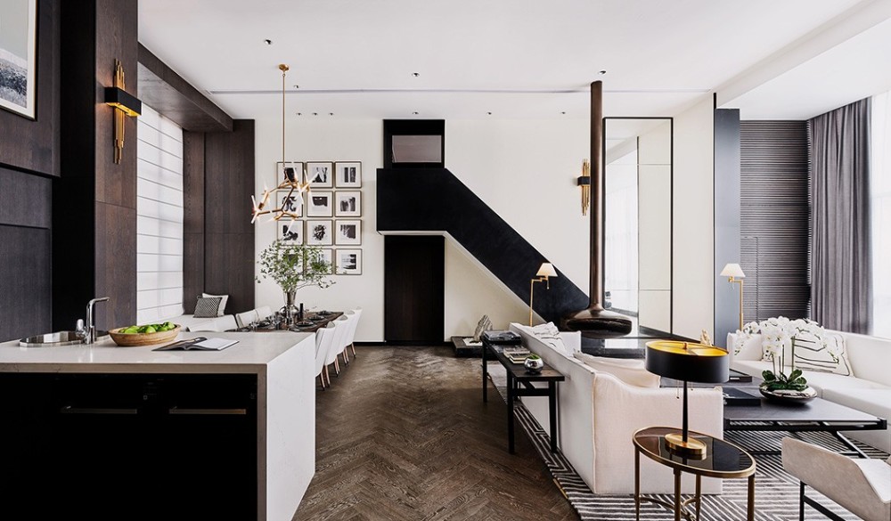 简欧轻奢风格室内家装案例效果图-客餐厅 简欧轻奢风格室内家装案例效果图-客餐厅