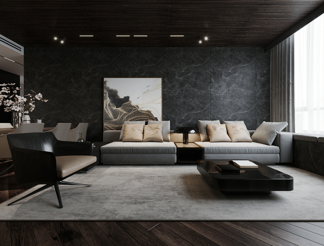 佛山装修公司美式轻奢风格室内装修效果图-客厅 佛山装修公司美式轻奢风格室内装修效果图-客厅