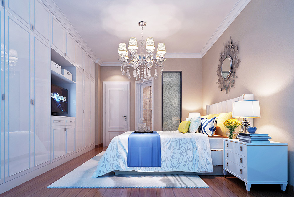 轻奢风格室内装修效果图-绿地景悦三居123平米-卧室 轻奢风格室内装修效果图-绿地景悦三居123平米-卧室