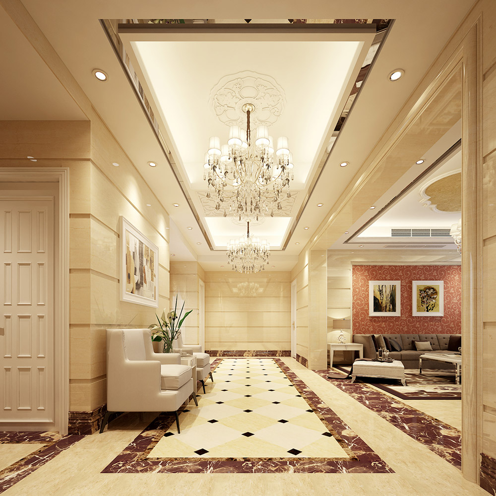 轻奢风格室内装修效果图-海畔花园四居210平米-过道 轻奢风格室内装修效果图-海畔花园四居210平米-过道